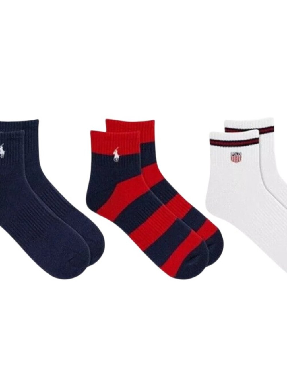 Polo Ralph Lauren Quarter Socks USA Heritage Americana 3-Pair 250th XL 13-16